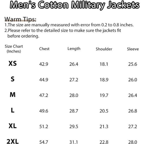 Men Military Jacket Cotton Utility Coat Cargo Bomber Stand Collar Multi-Pocket - Picture 5 of 6
